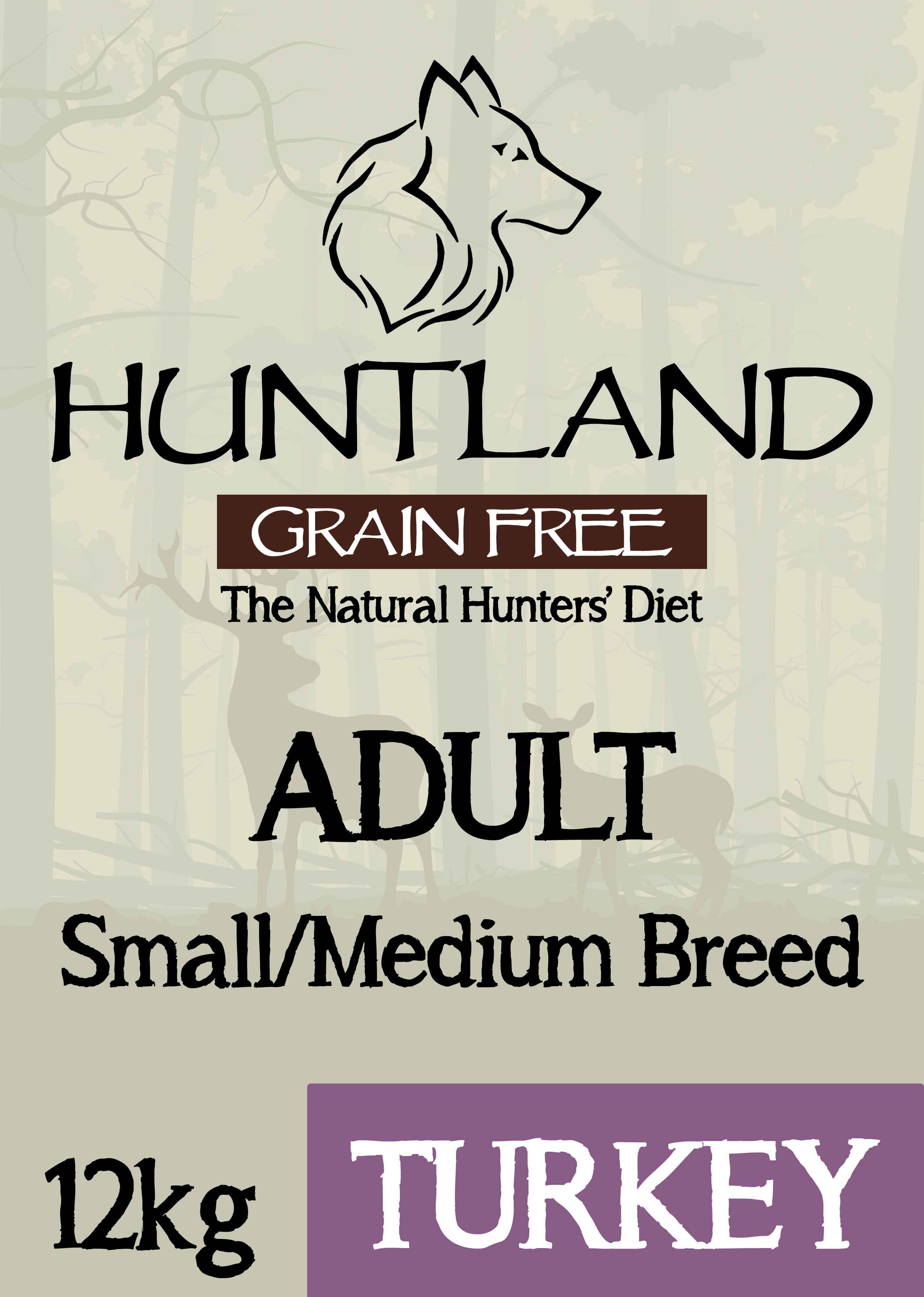Huntland Adult Deboned British Turkey Grain Free Dog Food - 12kg